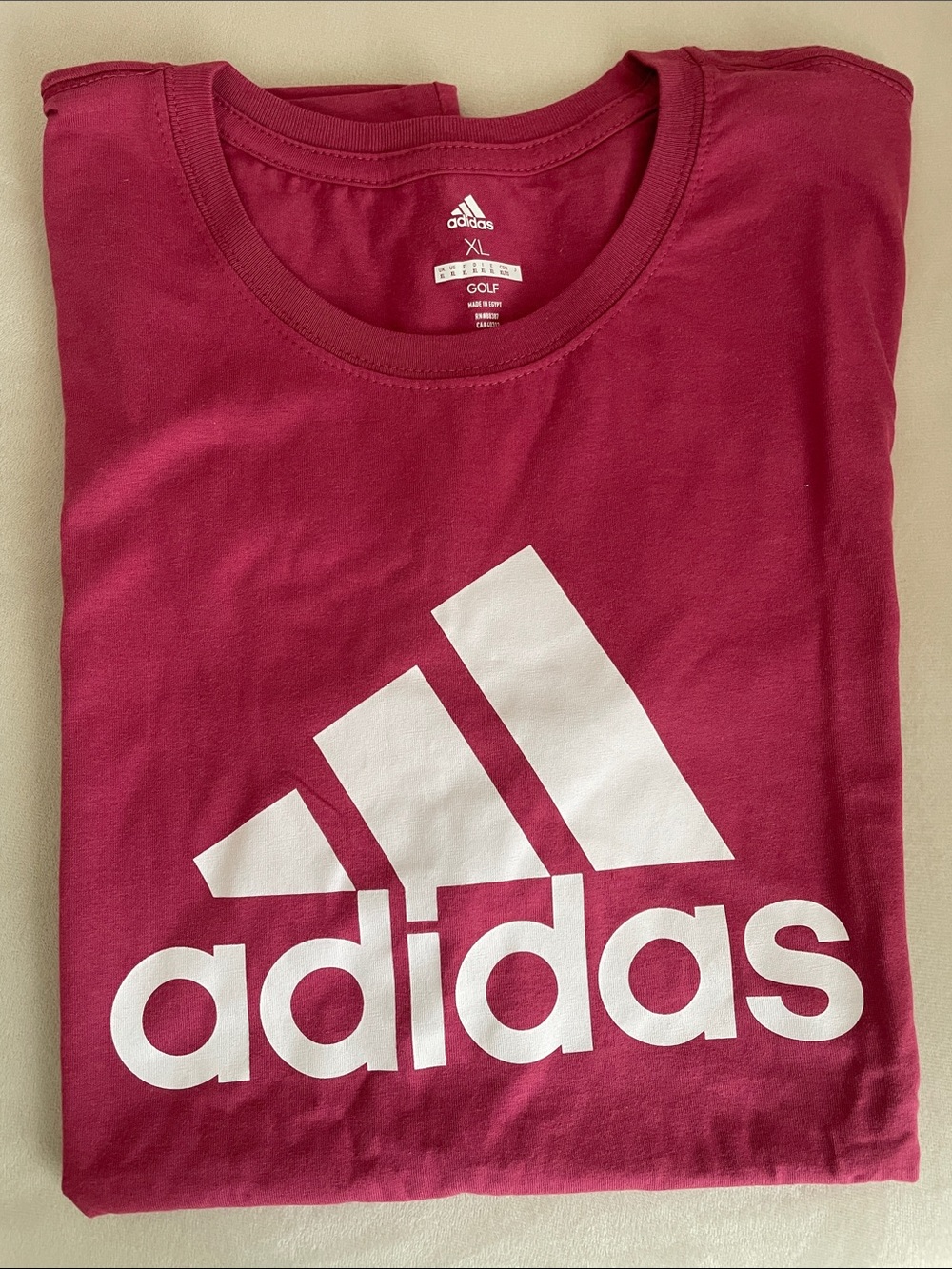 adidas White Logo Tee in Berry Pink